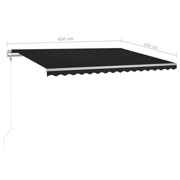 Manual Retractable Awning with LED 4.5×3 m Anthracite