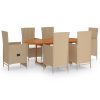 7 Piece Garden Dining Set Poly Rattan