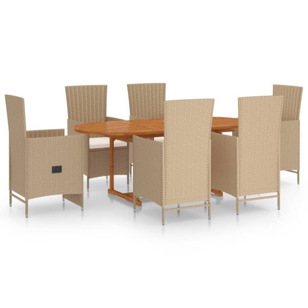 7 Piece Garden Dining Set Poly Rattan