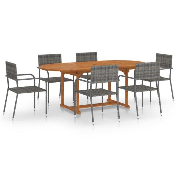 7 Piece Garden Dining Set Poly Rattan