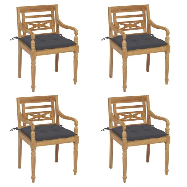 Batavia Chairs with Anthracite Cushions Solid Teak Wood