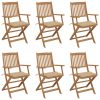 Folding Garden Chairs with Cushions Solid Acacia Wood