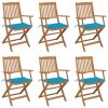 Folding Garden Chairs with Cushions Solid Acacia Wood