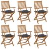 Folding Garden Chairs with Cushions Solid Acacia Wood