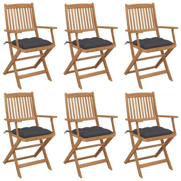 Folding Garden Chairs with Cushions Solid Acacia Wood
