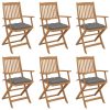 Folding Garden Chairs with Cushions Solid Acacia Wood