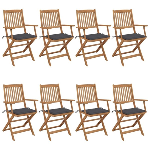 Folding Garden Chairs with Cushions Solid Acacia Wood