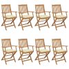 Folding Garden Chairs with Cushions Solid Acacia Wood