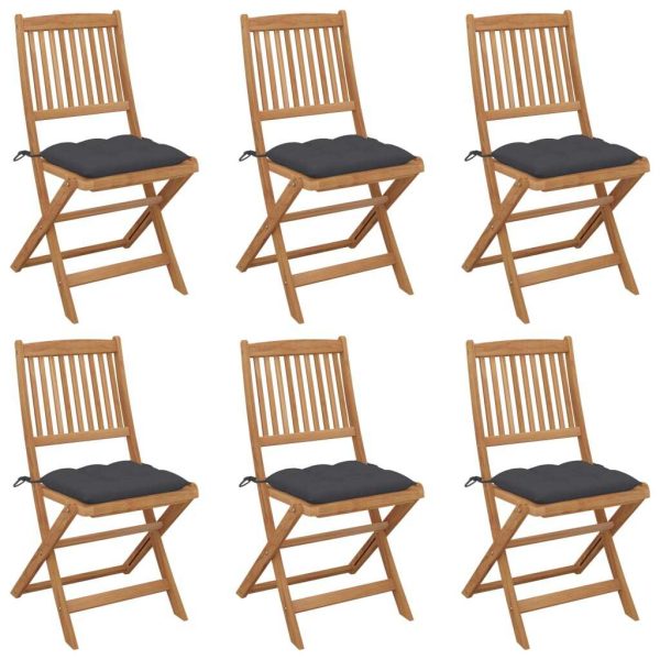 Folding Garden Chairs with Cushions Solid Acacia Wood