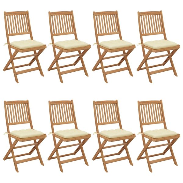 Folding Garden Chairs with Cushions Solid Acacia Wood