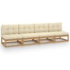 Garden 4-Seater Sofa Solid Pinewood