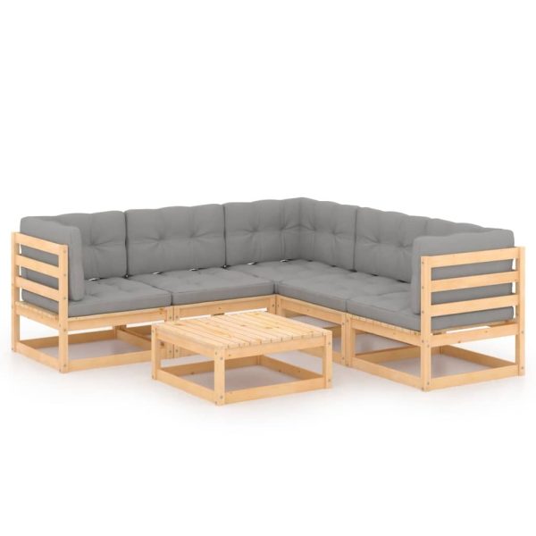 6 Piece Garden Lounge Set Solid Pinewood