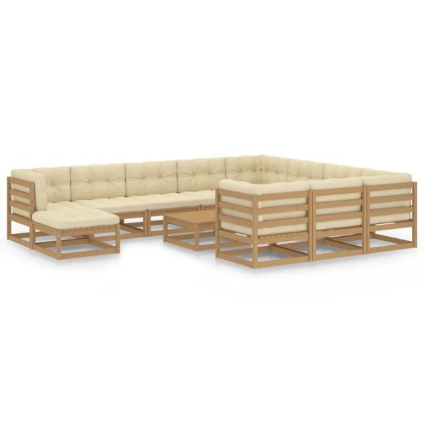 12 Piece Garden Lounge Set Solid Pinewood