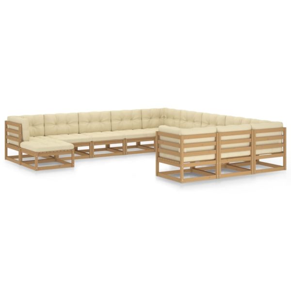 12 Piece Garden Lounge Set Solid Pinewood