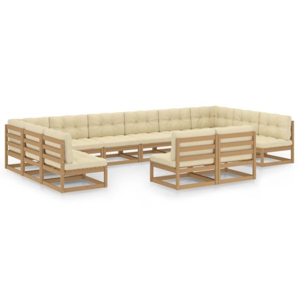 12 Piece Garden Lounge Set Solid Pinewood