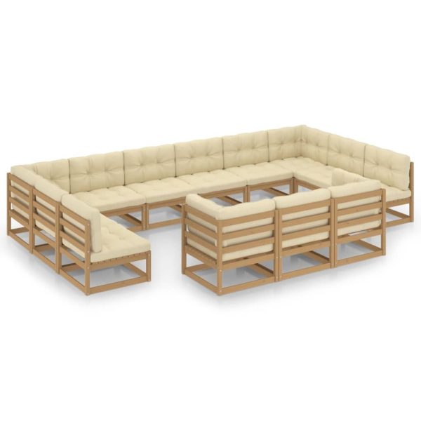 13 Piece Garden Lounge Set Solid Pinewood