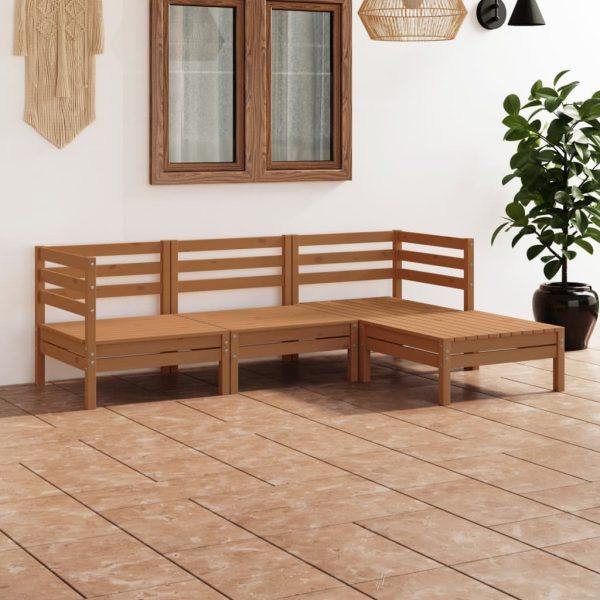 4 Piece Garden Lounge Set Solid Pinewood