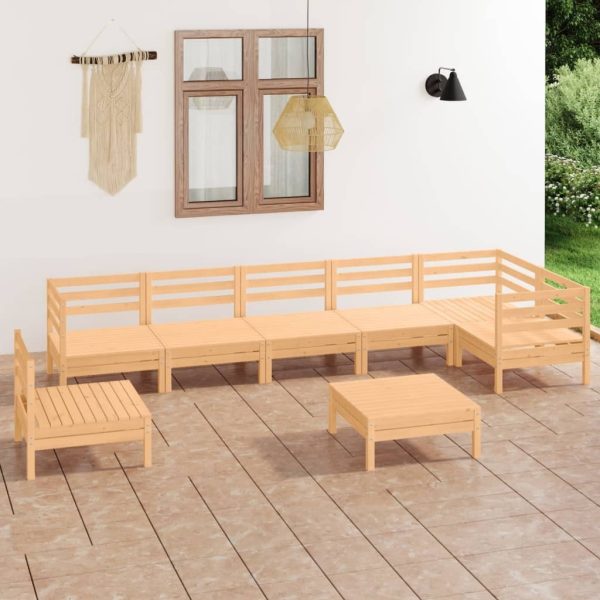 8 Piece Garden Lounge Set Solid Pinewood