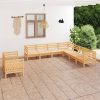 9 Piece Garden Lounge Set Solid Pinewood