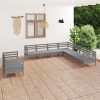 9 Piece Garden Lounge Set Solid Pinewood