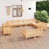 12 Piece Garden Lounge Set Solid Pinewood