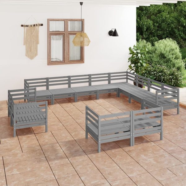 12 Piece Garden Lounge Set Solid Pinewood