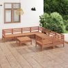 9 Piece Garden Lounge Set Solid Pinewood