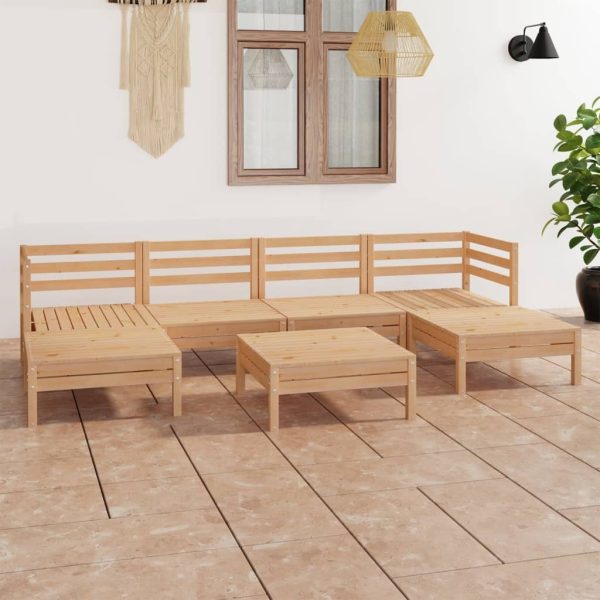 7 Piece Garden Lounge Set Solid Pinewood