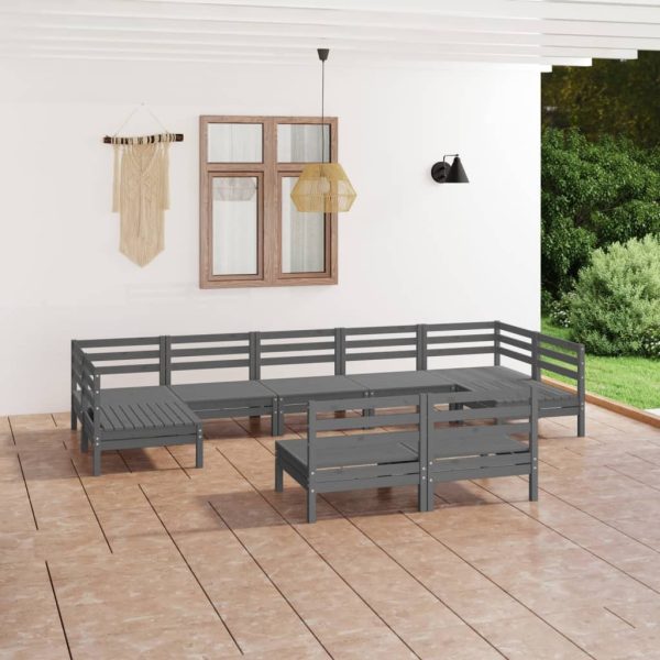 9 Piece Garden Lounge Set Solid Pinewood