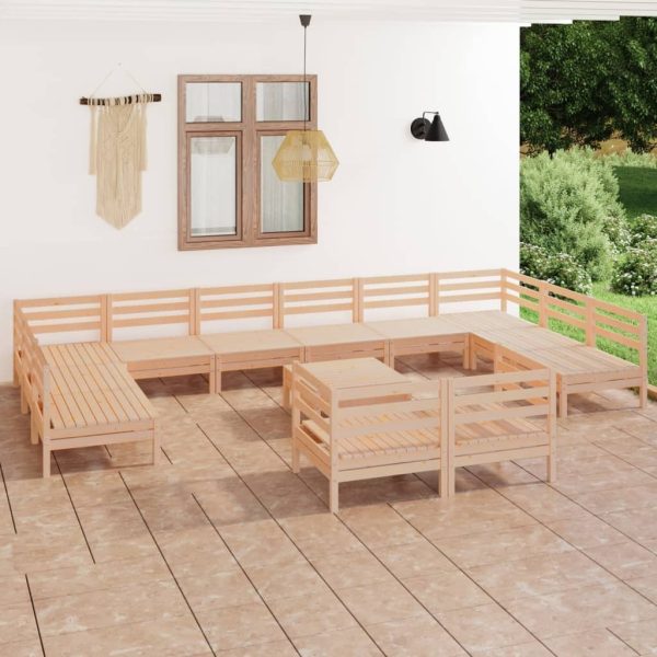 13 Piece Garden Lounge Set Solid Pinewood