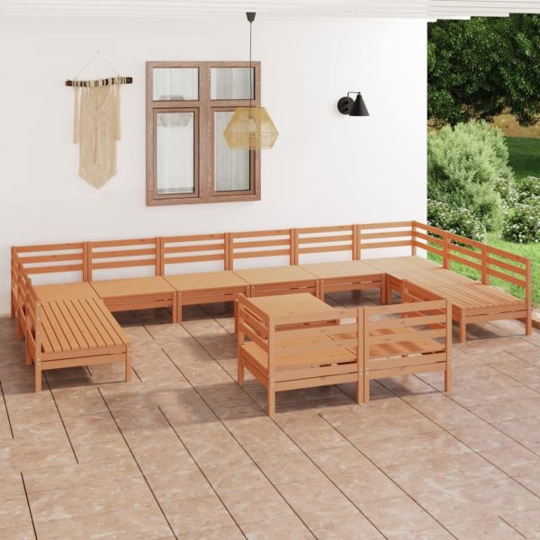 13 Piece Garden Lounge Set Solid Pinewood