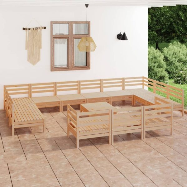 14 Piece Garden Lounge Set Solid Pinewood