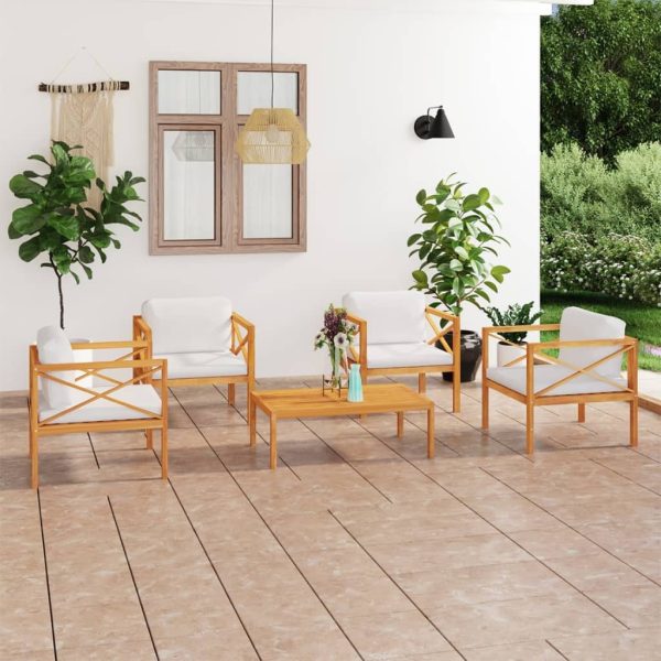 Garden Lounge Set with Cushions Solid Wood Teak