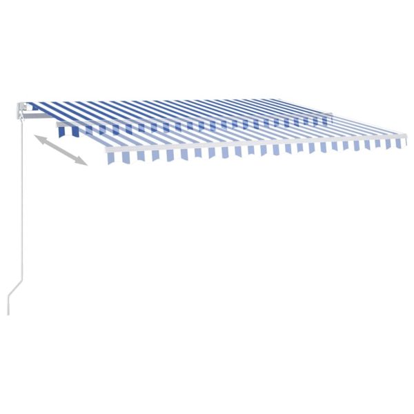 Automatic Awning with LED&Wind Sensor 400×350 cm Blue and White