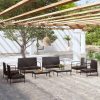 Garden Lounge Set with Cushions Poly Rattan