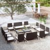 Garden Lounge Set with Cushions Poly Rattan