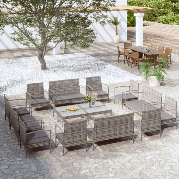 Garden Lounge Set with Cushions Poly Rattan