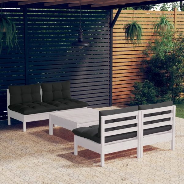 5 Piece Garden Lounge Set with Cushions Pinewood