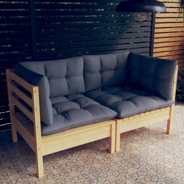 2-Seater Garden Sofa with Cushions Solid Wood Pine