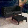3 Piece Garden Lounge Set with Cushions Pinewood