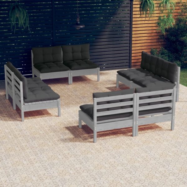8 Piece Garden Lounge Set with Cushions Pinewood