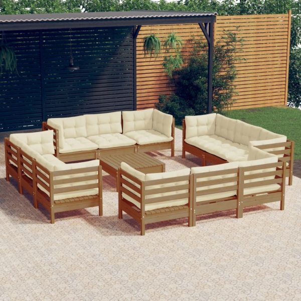 13 Piece Garden Lounge Set with Cushions Pinewood
