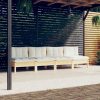 4-Seater Garden Sofa with Cushions Solid Pinewood
