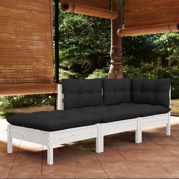 3 Piece Garden Lounge Set with Cushions Solid Wood Pine