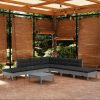8 Piece Garden Lounge Set with Cushions Pinewood