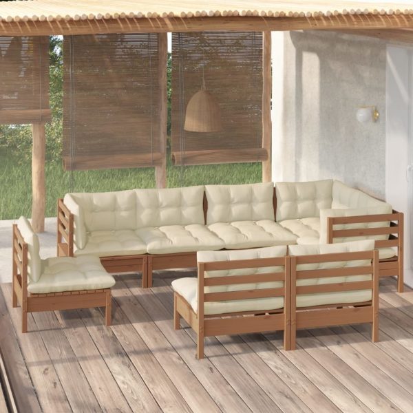8 Piece Garden Lounge Set with Cushions Solid Pinewood