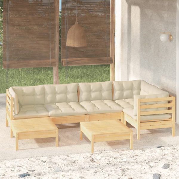 7 Piece Garden Lounge Set with Cushions Solid Pinewood