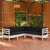 5 Piece Garden Lounge Set with Cushions Solid Pinewood