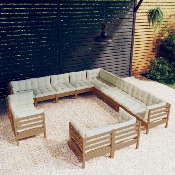 13 Piece Garden Lounge Set with Cushions Solid Pinewood