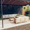 12 Piece Garden Lounge Set with Cushions Pinewood